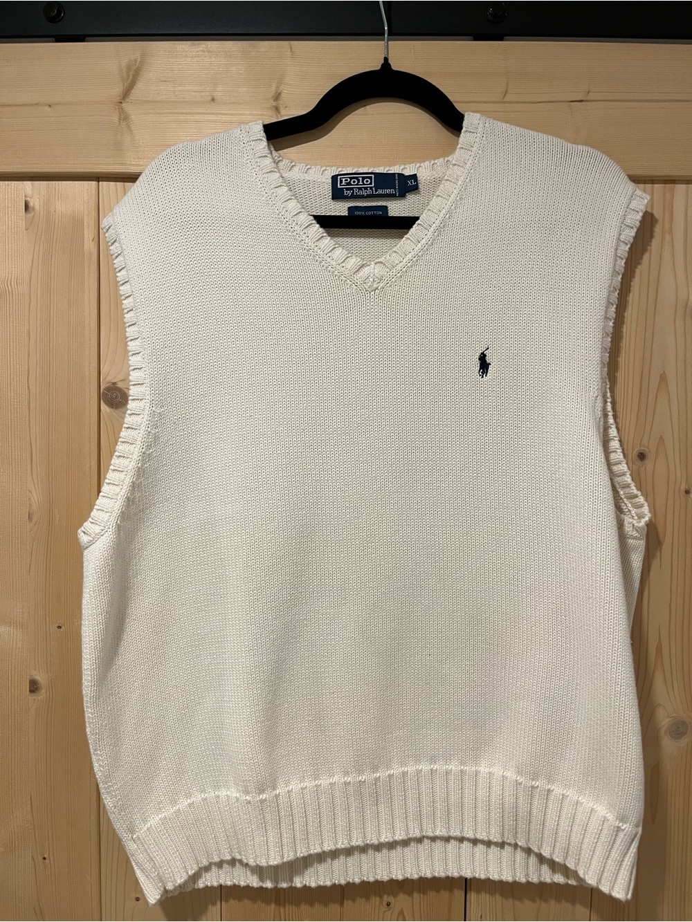 Ralph Lauren White V-Neck Sweater Vest with Navy Pony XL - Picture 1 of 7